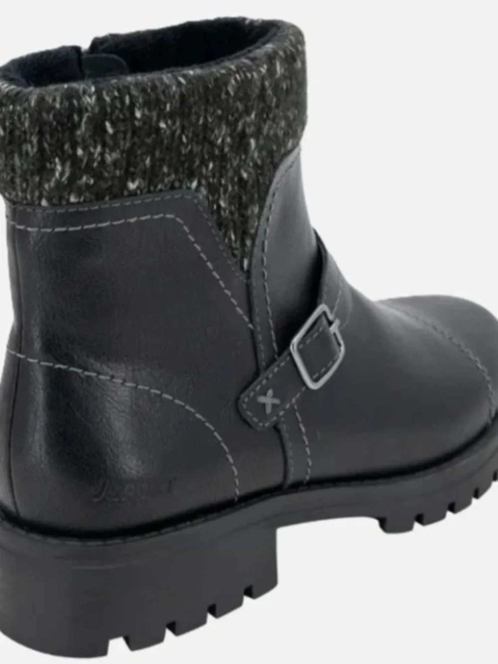 New JSport Violet Boots Women's Black Zip Knit Cuff Memory Foam Ankle Bootie